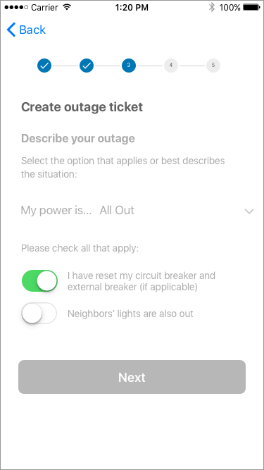 Describe your outage, with checks for breaker reset and neighbors’ power
